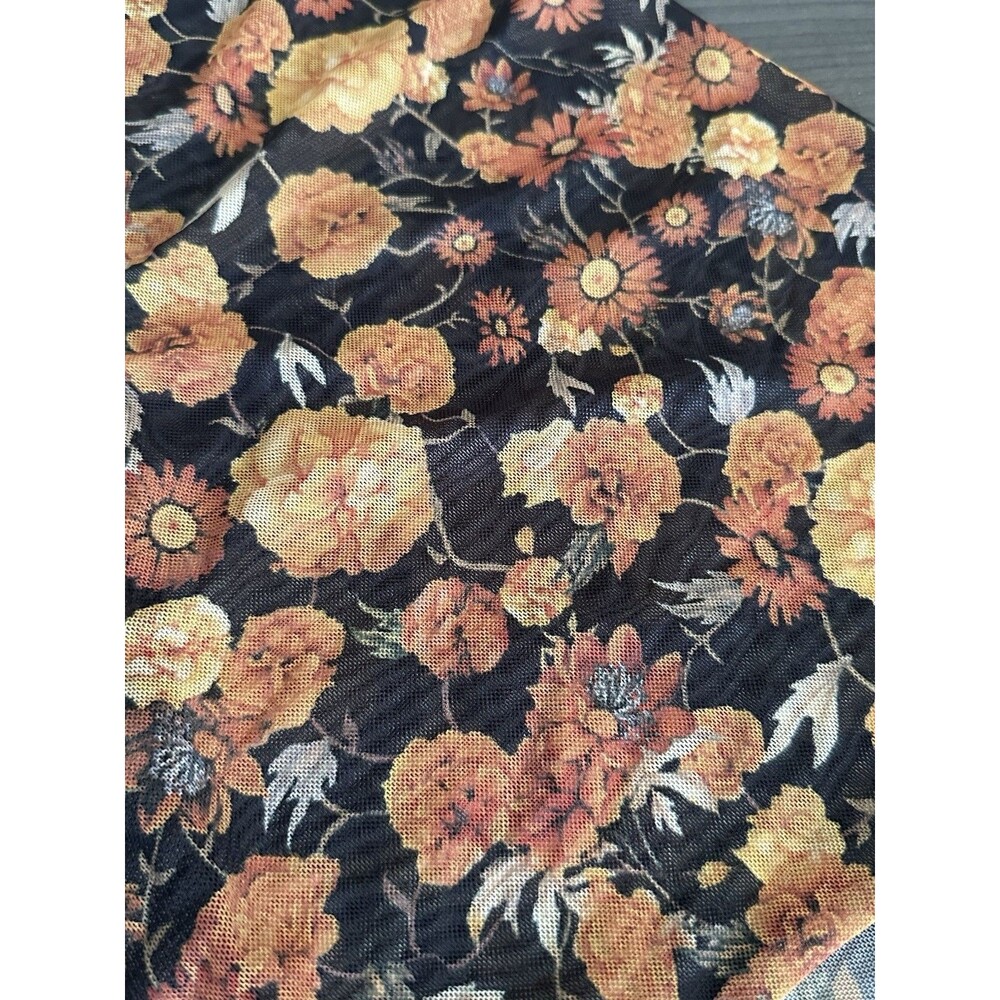 Floral Sheer Chiffon Crop Blouse Bell Sleeve Boho Y2K Festival Fall Goblincore - Picture 2 of 6